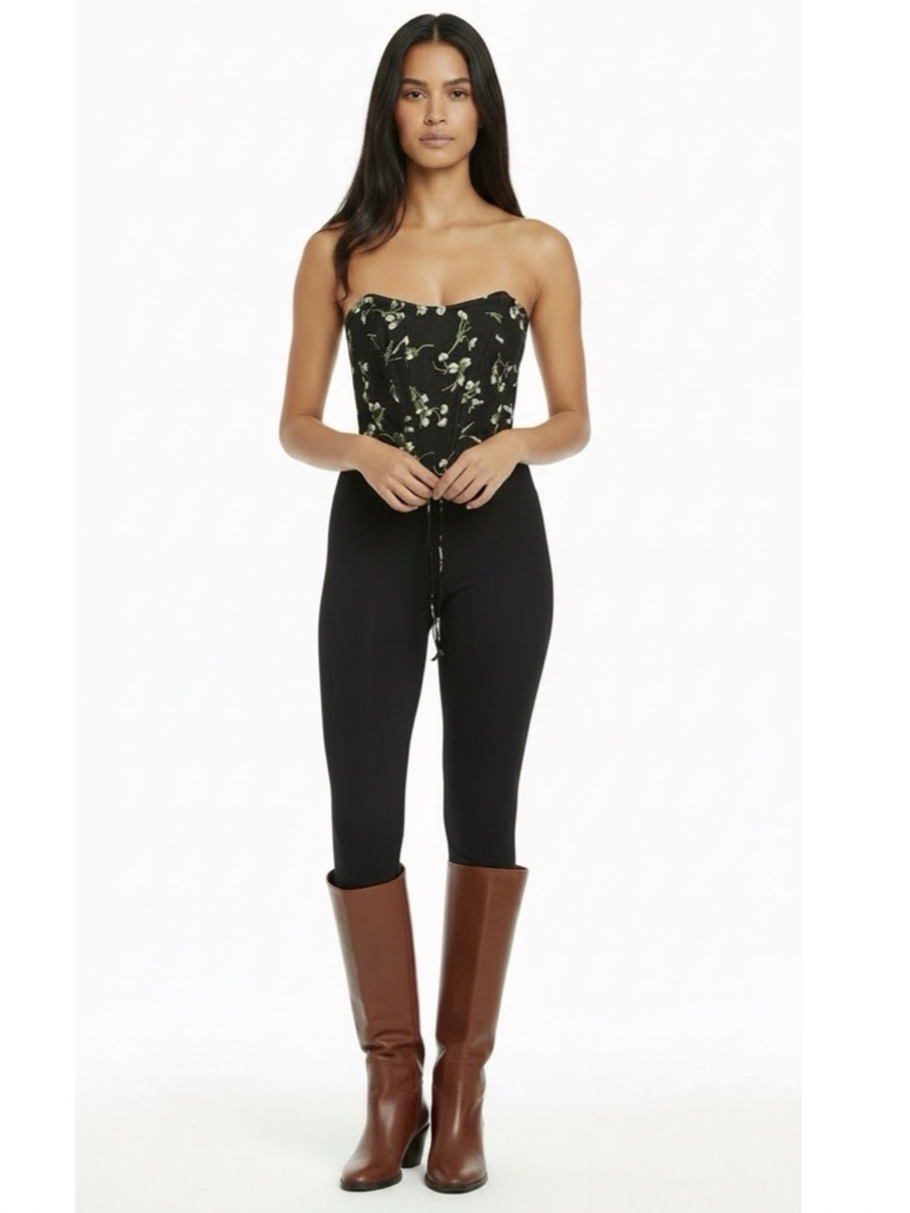 Floral Black Corset Top